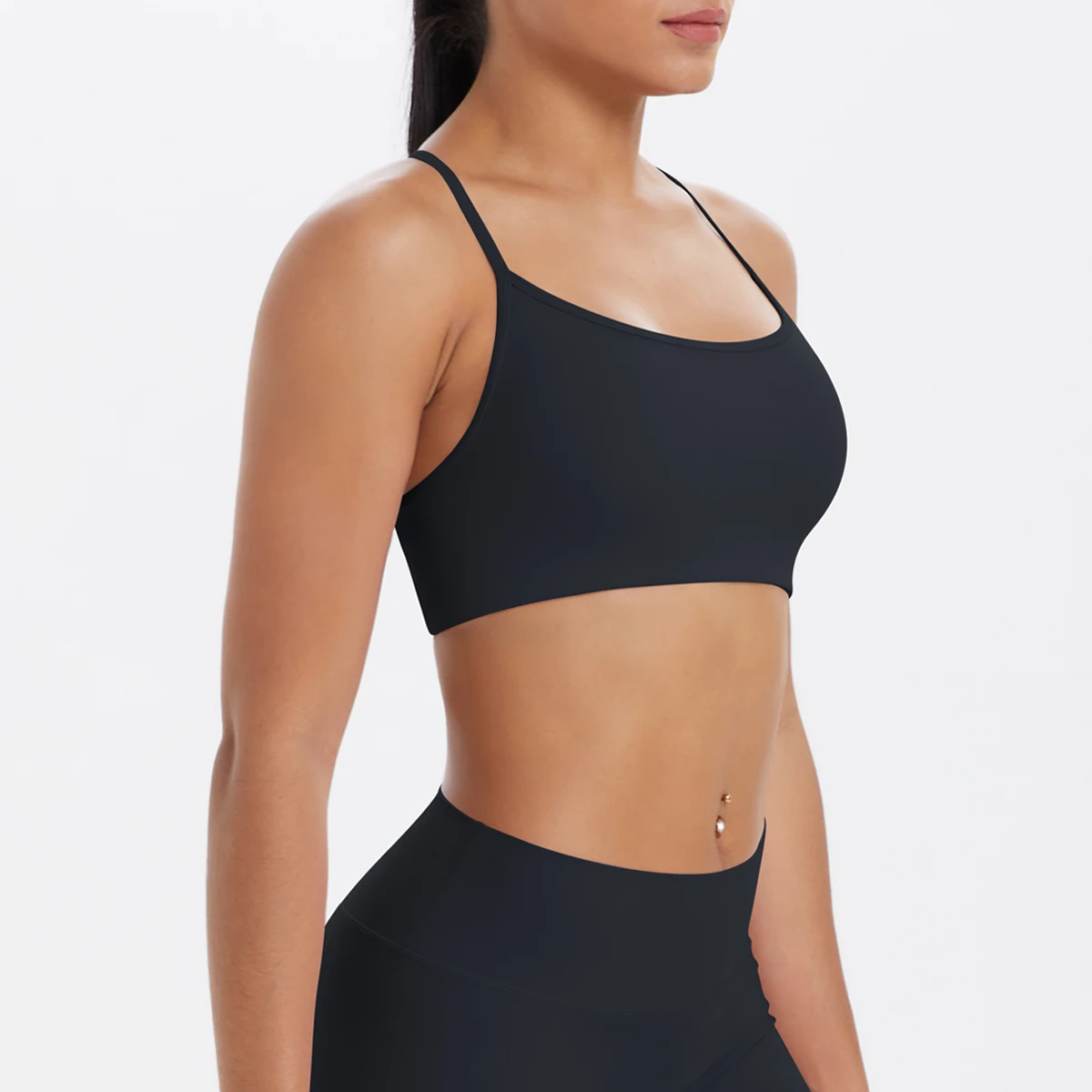 Tanktop für Damen, Yoga-BH, Yoga-Unterwäsche mit Brustpolster, einfarbig, schöner Rücken, Kreuz-BH, stoßfestes Workout-Top für Fitness und Laufen. – Detail 8