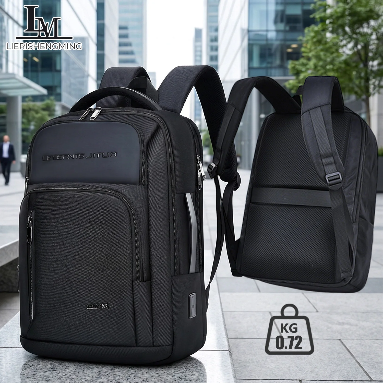 

Laptop Backpack for Men,Large Capacity Business Travel Bag with Top Handle,Breathable Commuter Daypack for College Students