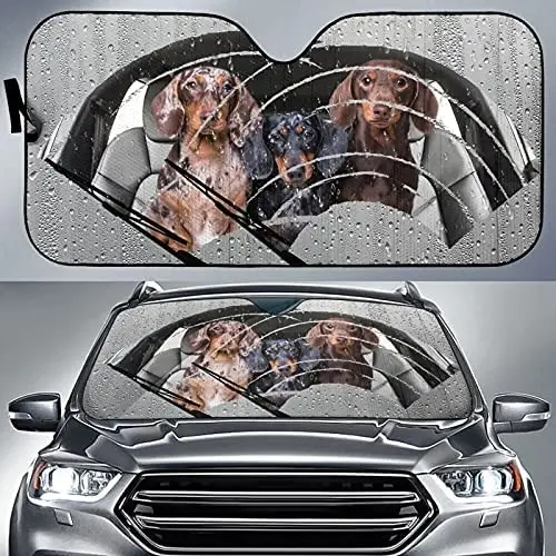 Aoopistc Funny Dachshund Dog Windshield Sunshades Sausage Dog Driver Auto Sunshade Front Window Sun Visor Keep Interior Cool Car