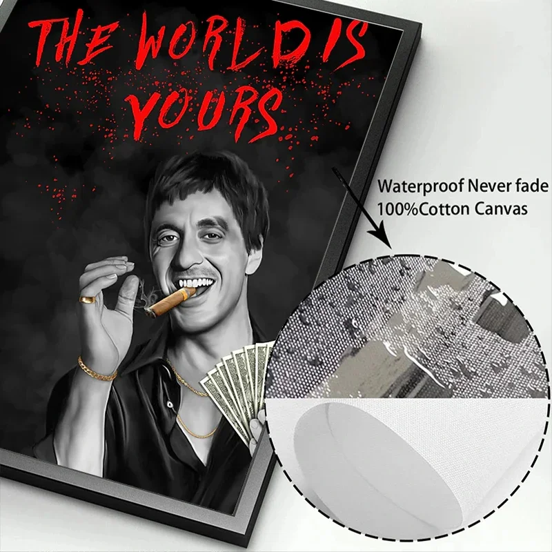 Motivational Canvas Prints Mafia Portrait Painting Gangster Bosses Legends Art Posters Scarface Escobar Godfather Wall Decor #6