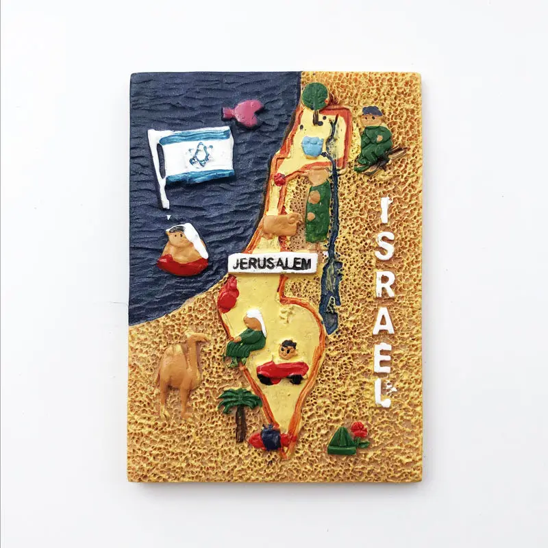 Middle East Israel Creative Map Geographical Indications, Travel Memorial Decorative Crafts, Magnets Refrigerator Stickers Gifts