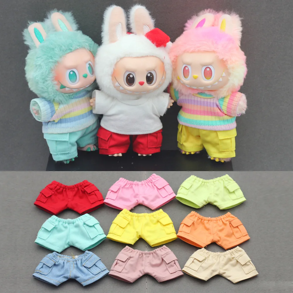 

15/17cm LABUBU Gen I/II Plush Doll Outfits: Denim Pocket Pants & Utility Pants – Sitting Party Series Accessories