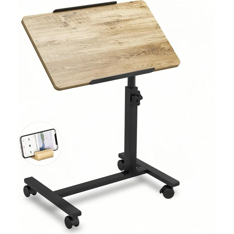 

Bed Table with Wheels Adjustable Height Computer Workstation Tray Table Portable Rolling Desk Medical Table-Coffee