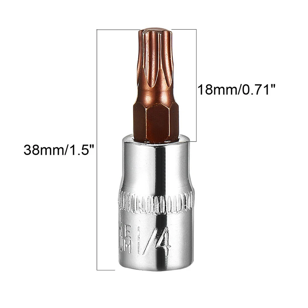 Square Drive Bit Socket 1/4 Inch 2pcs 38mm Adapter Fit 3/8-inch drive ratchet Repair Tool Short Reach Practical