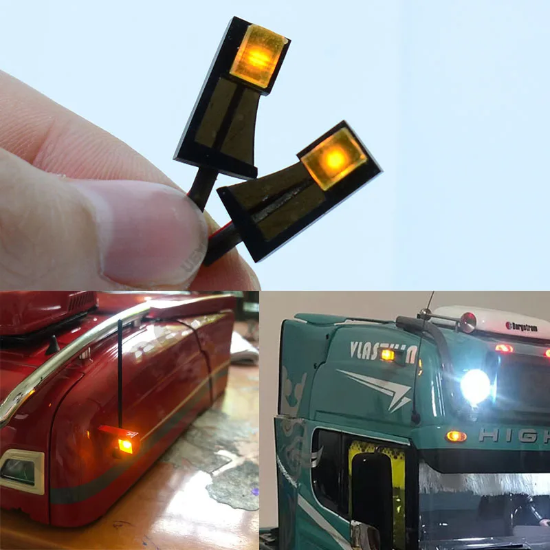 LED 3V Position Lights Decorate High Top Ear Lamp for 1/14 Tamiya RC Dump Truck SCANIA 770S R730 VOLVO FH16 BENZ 3363 LESU Car