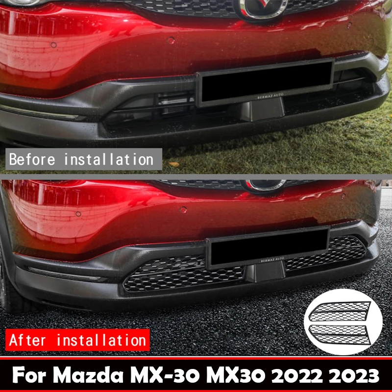 

For 2022 2023 Mazda MX-30 MX30 ABS black Front Bumper lower middle mesh Grille Grill Decoration Cover Trim Sticker Accessories