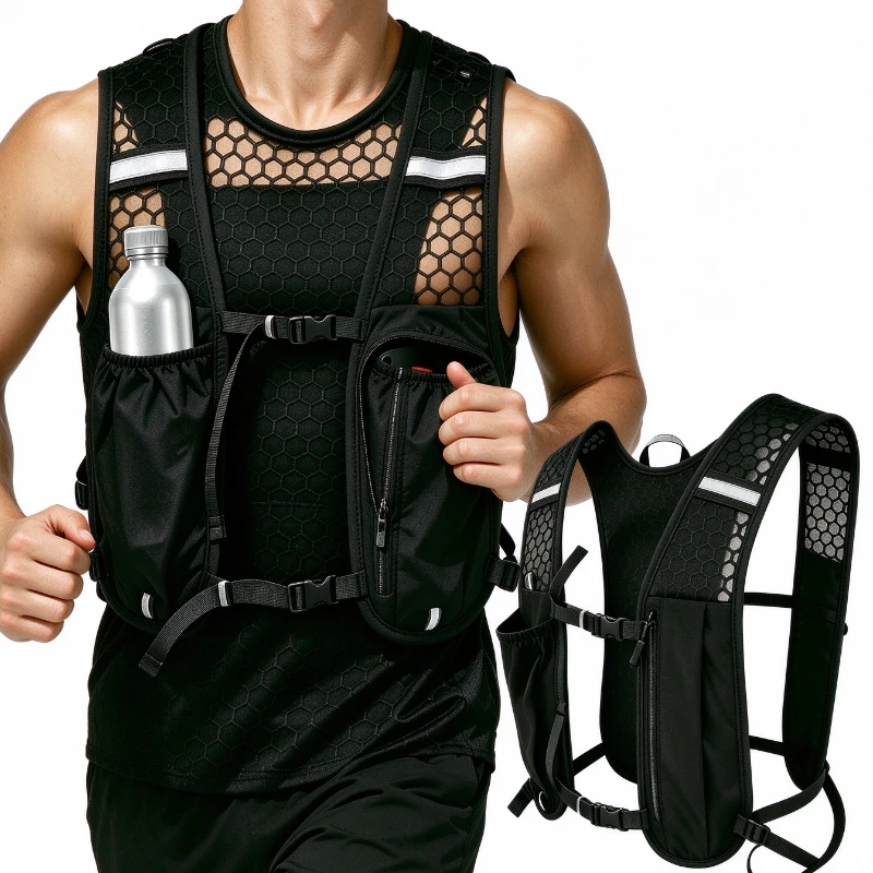 Outdoor Running Chest Bag Vest,  Mesh Breathable Chest Backpack  Adjustable Sports Vest Bag for Outdoor Sports Fitness Running