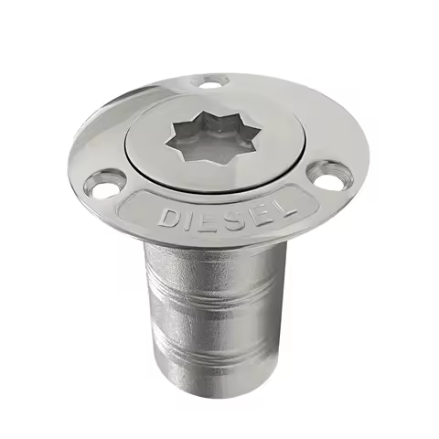 Marine Boat Stainless Steel Top Plum Shape 1.5" 38mm DIESEL Thru Hull Deck Filler Tank Keyless Cap Hardware