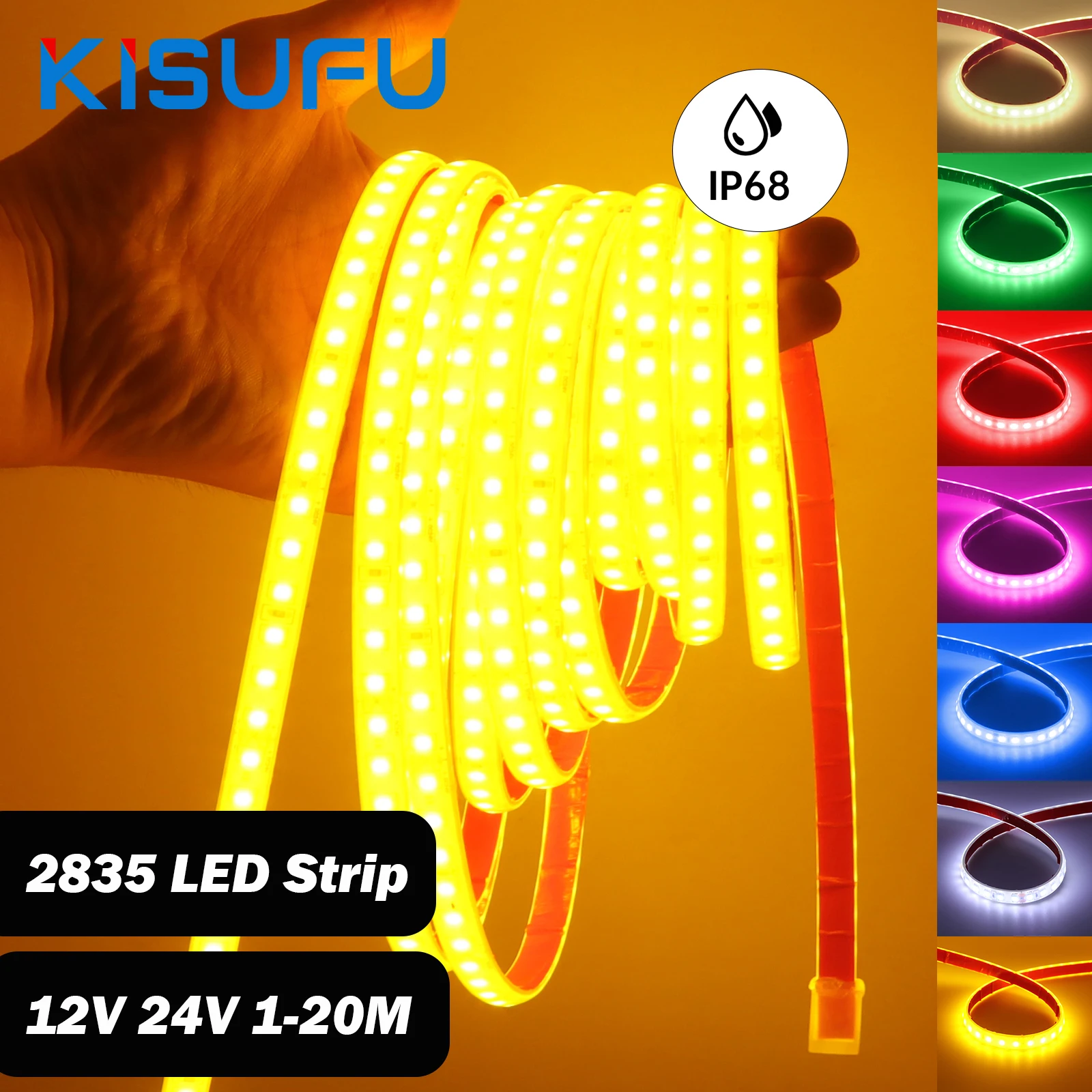 

24V LED Strip Light IP68 Waterproof 2835 120LEDs/M Blue Warm White Pink Flexible Diode Tape Swim Pool Home Garden· Decor 1M-20M