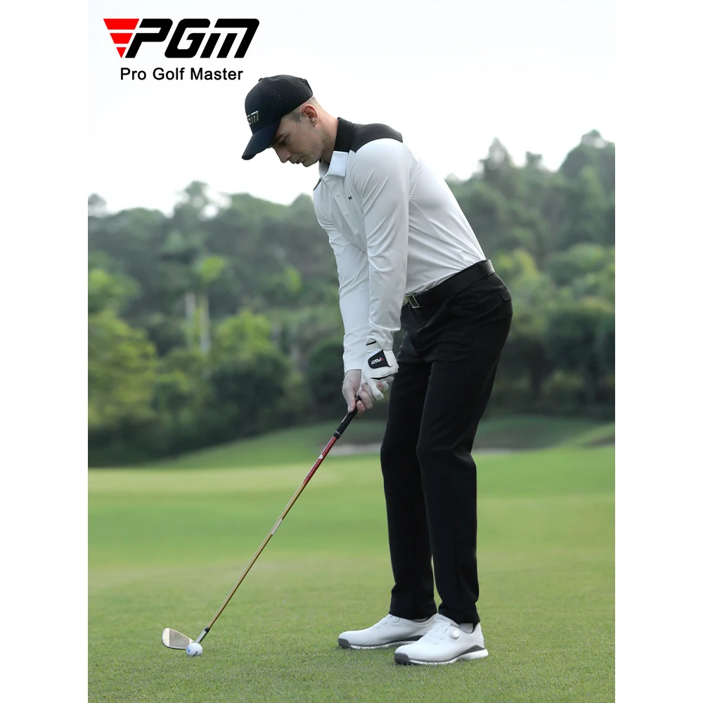 

PGM Men's Golf Long Sleeved T-shirt Autumn and Winter Leisure Sports Color-block Design Golf Wear Breathable Quick Drying Soft