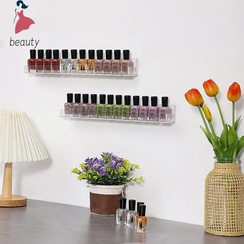 1/4 Layer Nail Polish Display Rack Transparent Acrylic Storage Holder Nail Art Tools Lipstick Organizer Wall-mounted Shelf