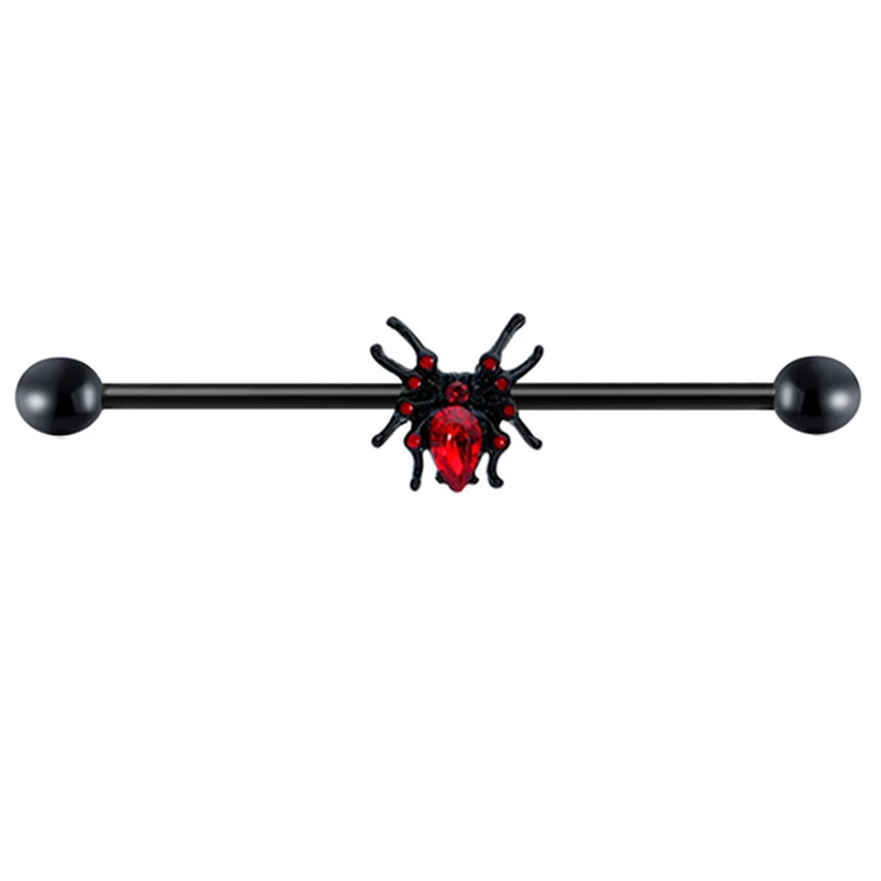 

NEW Style 14g black cool spider industrial barbell cartialge conch -helix earrings wholesales factory cheap price industr