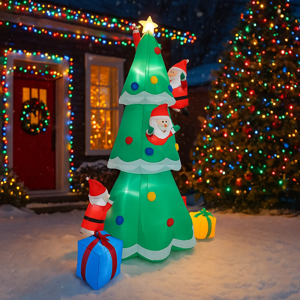 2,4 м/7,8 футов надувная рождественская елка Санта-Клаус подарочные коробки огни светодиодные украшения для дома игрушки двор Рождество праздничное освещение Декор