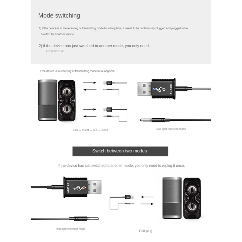 USB Bluetooth 5.0 Transmitter Receiver 4 In 1 Multifunctional Wireless Audio Car Bluetooth Adapter Best Performance