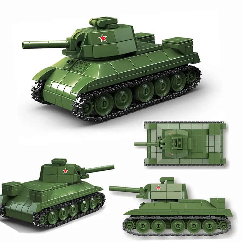 

New World War II Military Weapons T-34/72 Medium Tank Model Building Blocks Bricks Classics WW2 Army Soldiers Kids Toy Gifts