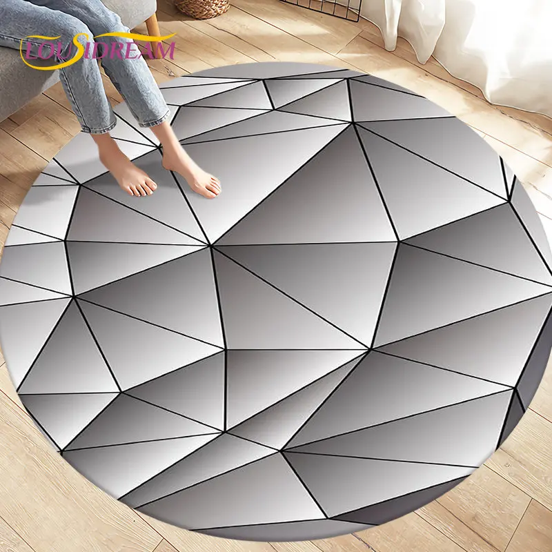 3D Abstract Geometric Visual Illusion Area Rug Large,Round Carpet Rug for Living Room Bedroom Sofa Decoration Non-slip Floor Mat