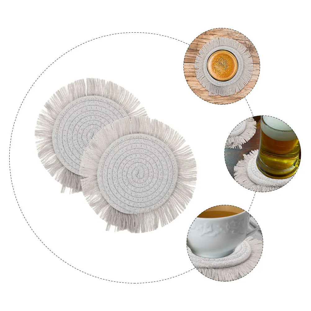 2 قطعة المفارش القطن المنسوجة الحرارة معزول كوستر مجموعة للأكواب الأواني مكافحة تحرق حماية الجدول تصميم تحديد الموقع المستديرة