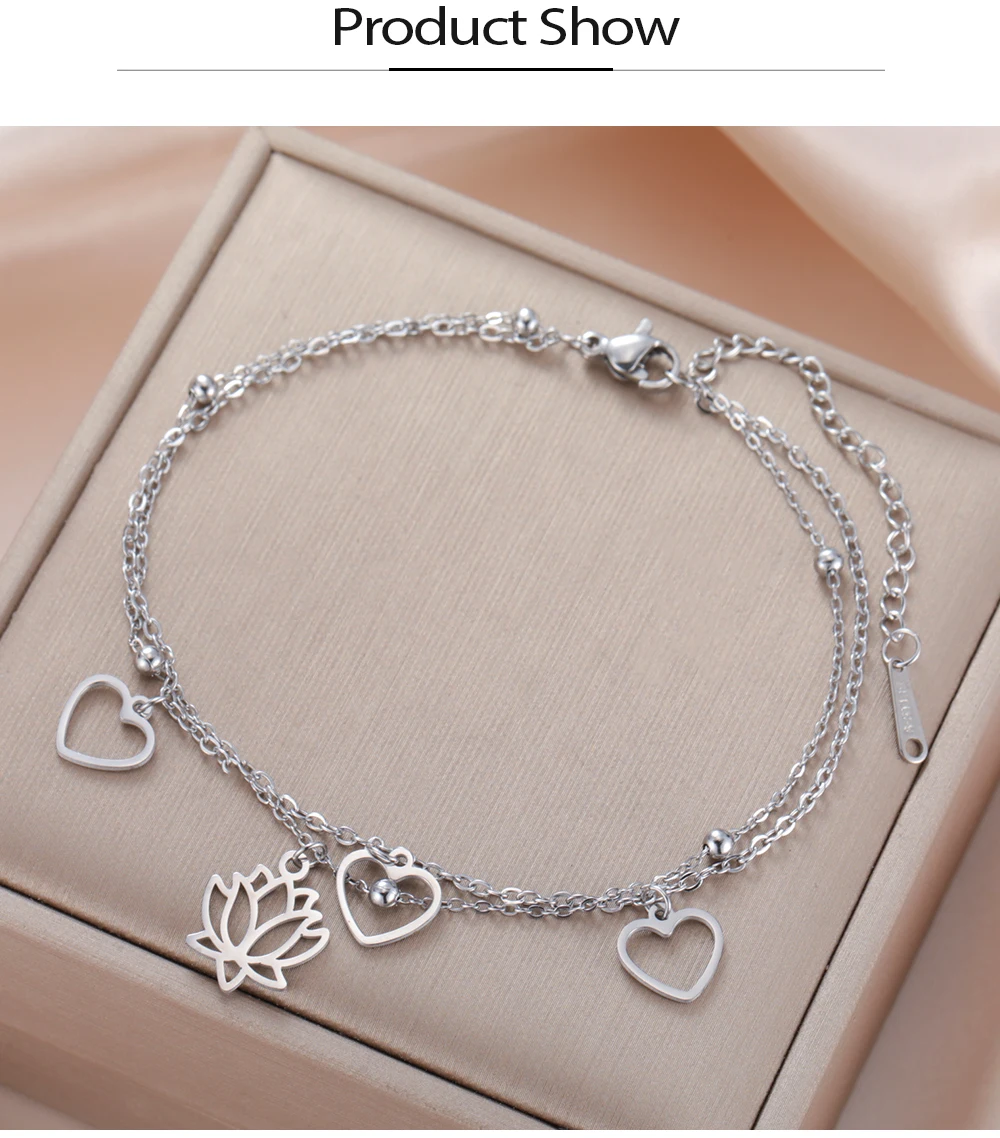 COOLTIME Herz Lotus Armband für Frauen Edelstahl Mode Liebe Paar Glück Armband Weiblichen Schmuck Geburtstag Geschenk – Detail 6