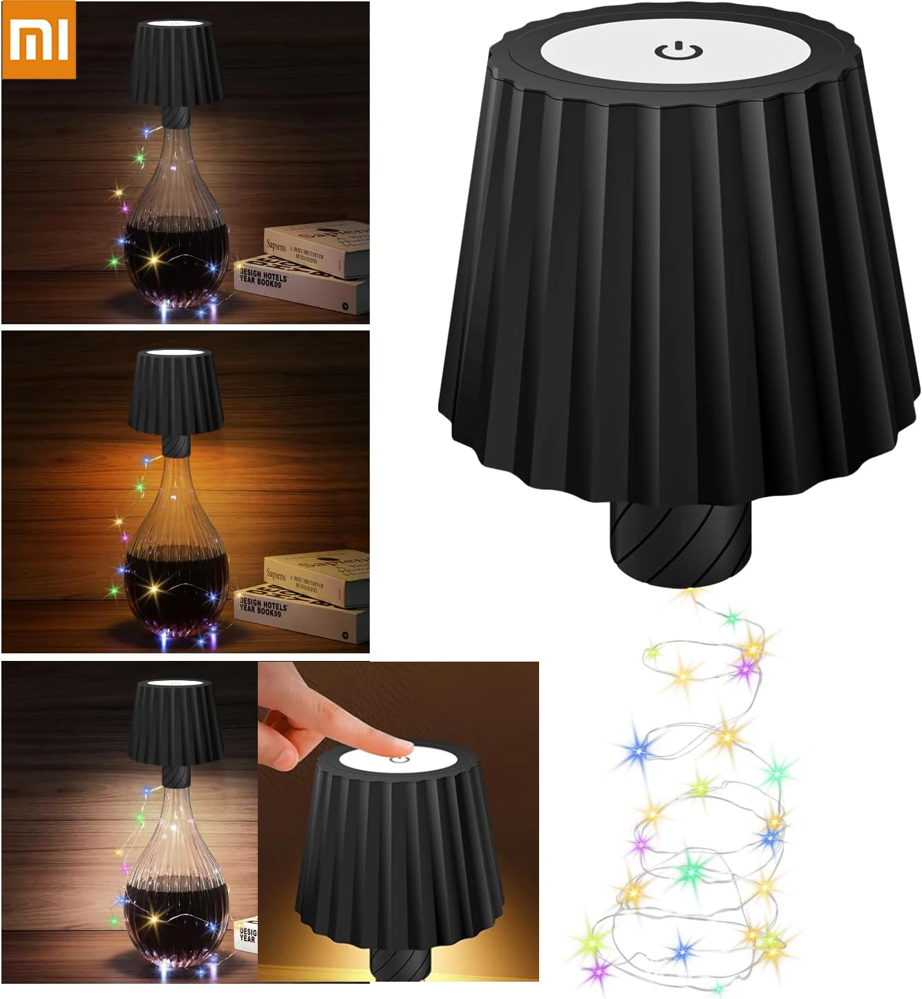 

Xiaomi Night Light USB Rechargeable Wireless LED Bottle Table Lamp RGB Touch Switch For Bedroom Bedside Table Christmas Decor