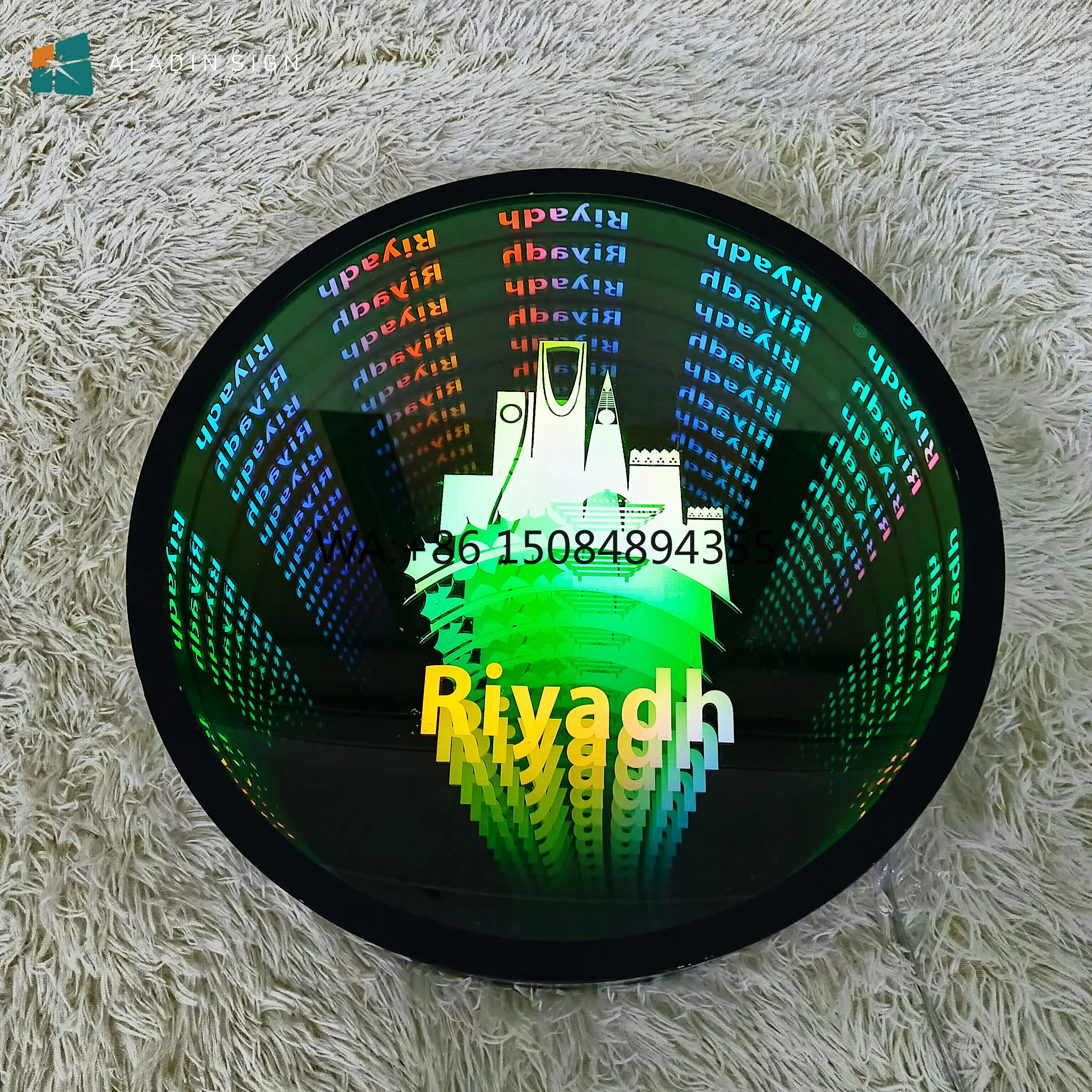 3D Magic LED Tunnel Infinity Illusion Mirror Glass Wall Decor Acrylic Indoor Product for Retail Shops Illuminated Sign