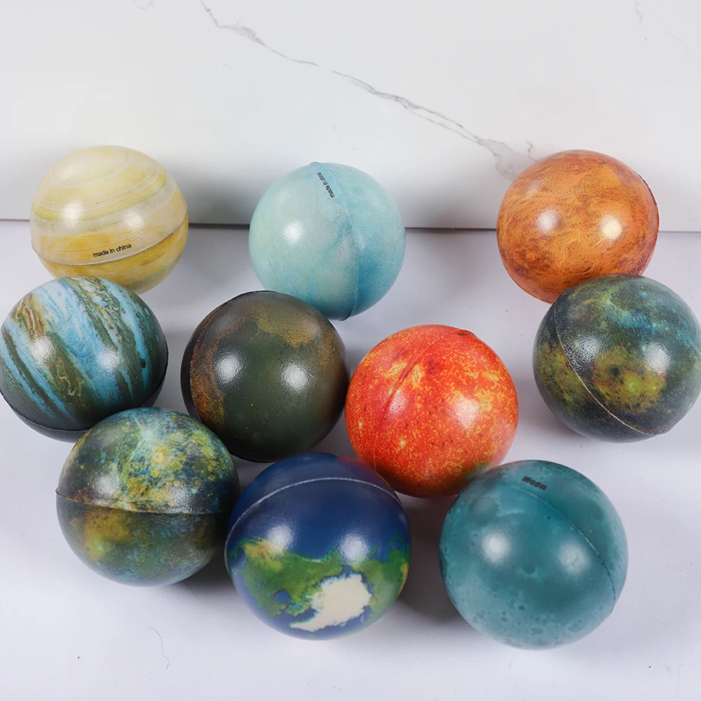 10Pcs 6.3cm Galaxy Stress Balls Planet Foam Stress Relief Ball Toys for Kids Space Theme Birthday Party Favors Pinata Filler