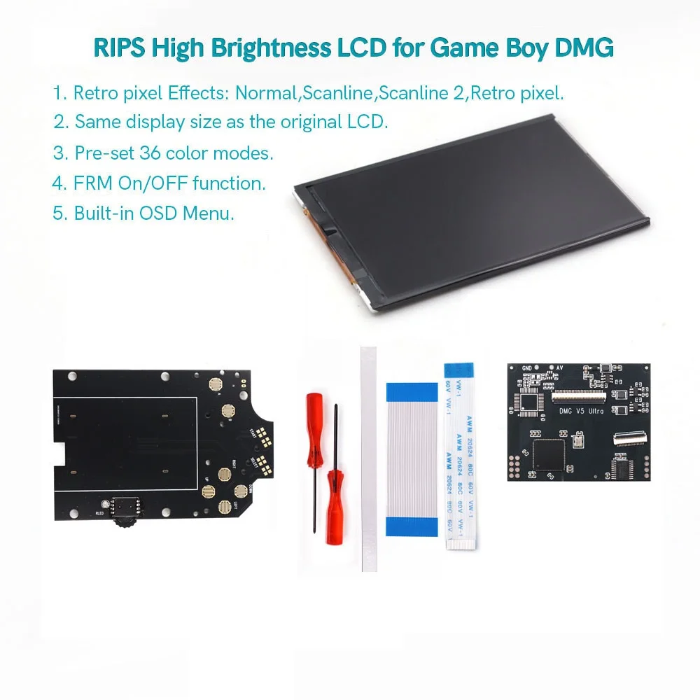 

Дисплей Hispeedido V5 Ultra LCD со встроенным OSD-меню, полноформатный LCD-экран с подсветкой RIPS, комплект для модификации для GB DMG