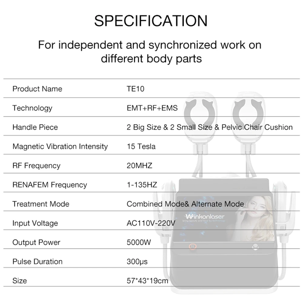 Renasculpt FE90 휴대용 Winkonlaser 5000w Ems 조각 기계, 5 핸들