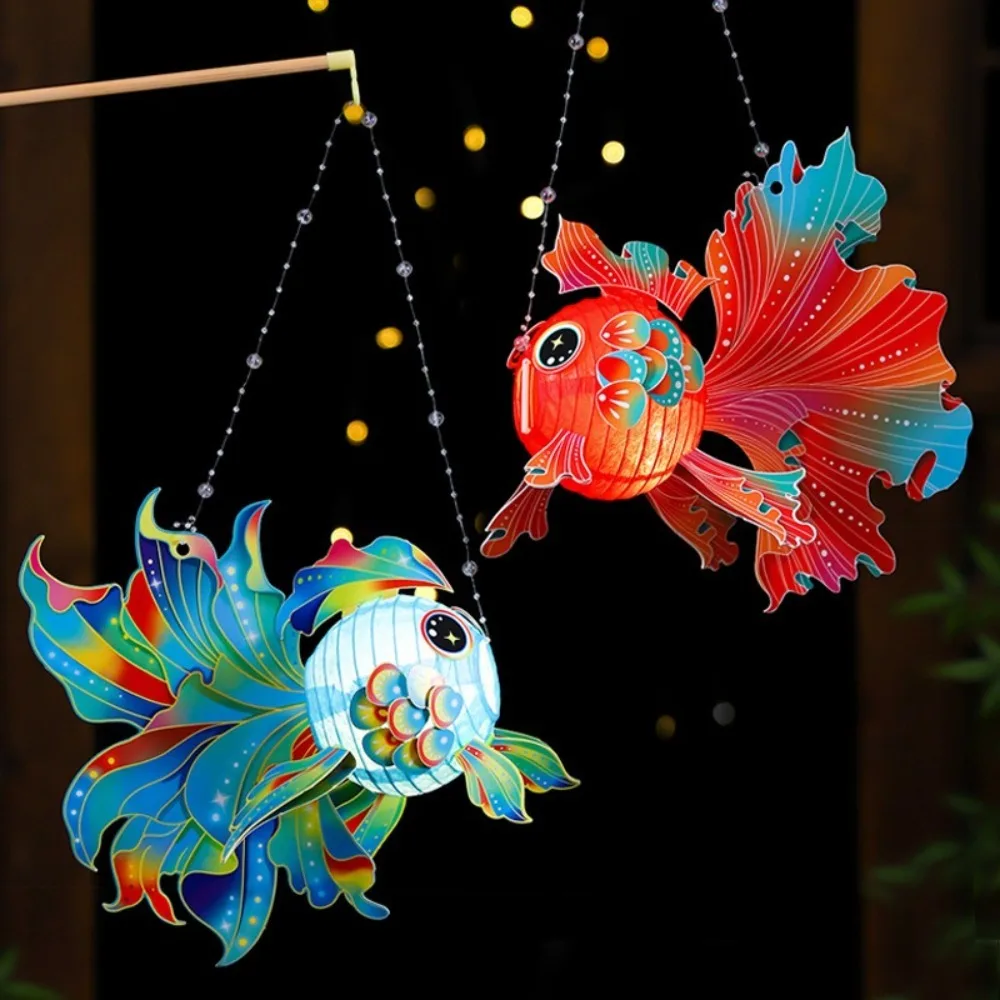 

Chinese Style Goldfish Lantern Glowing Handmade Mid-Autumn Festival Lantern DIY Handcrafts Paper Glowing Handheld Lantern Party