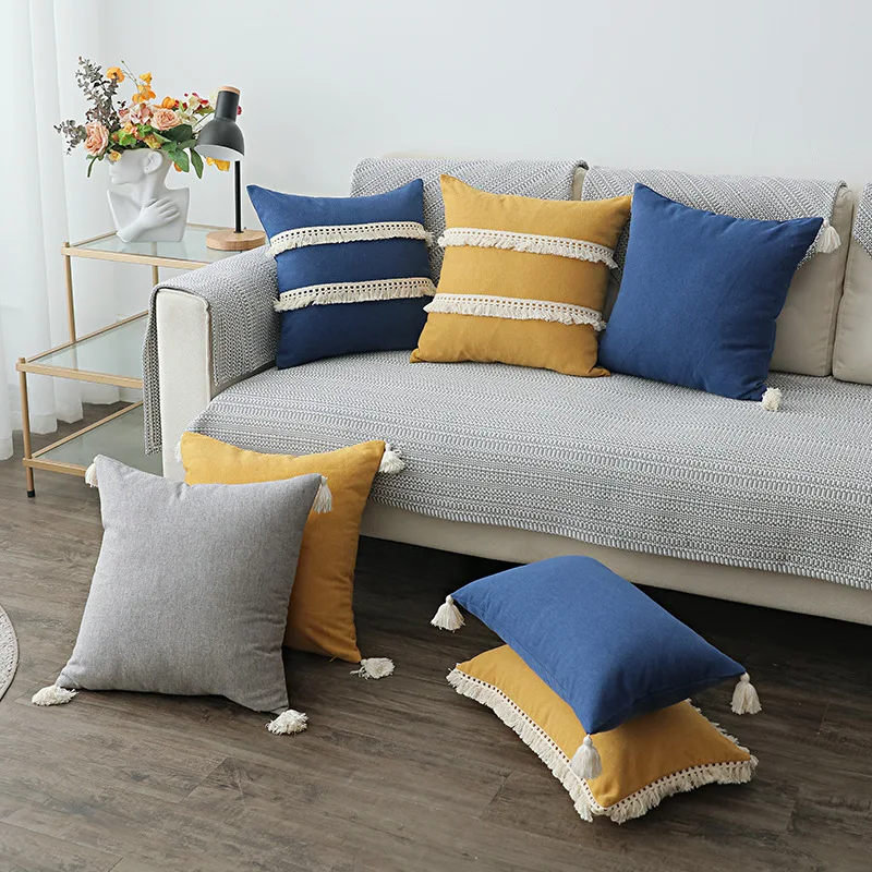 Boho Embroidery Throw Cushion Cover With Zipper Geometric Pattern Tufting Pillowcases Farmhouse Sham Garden For Home Decorative
