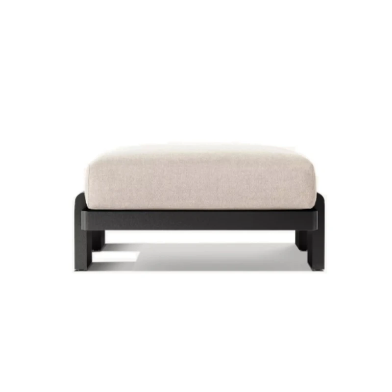 Hotel villa garden leisure modern luxury outdoor ottoman with waterproof pad aluminum frame ottoman