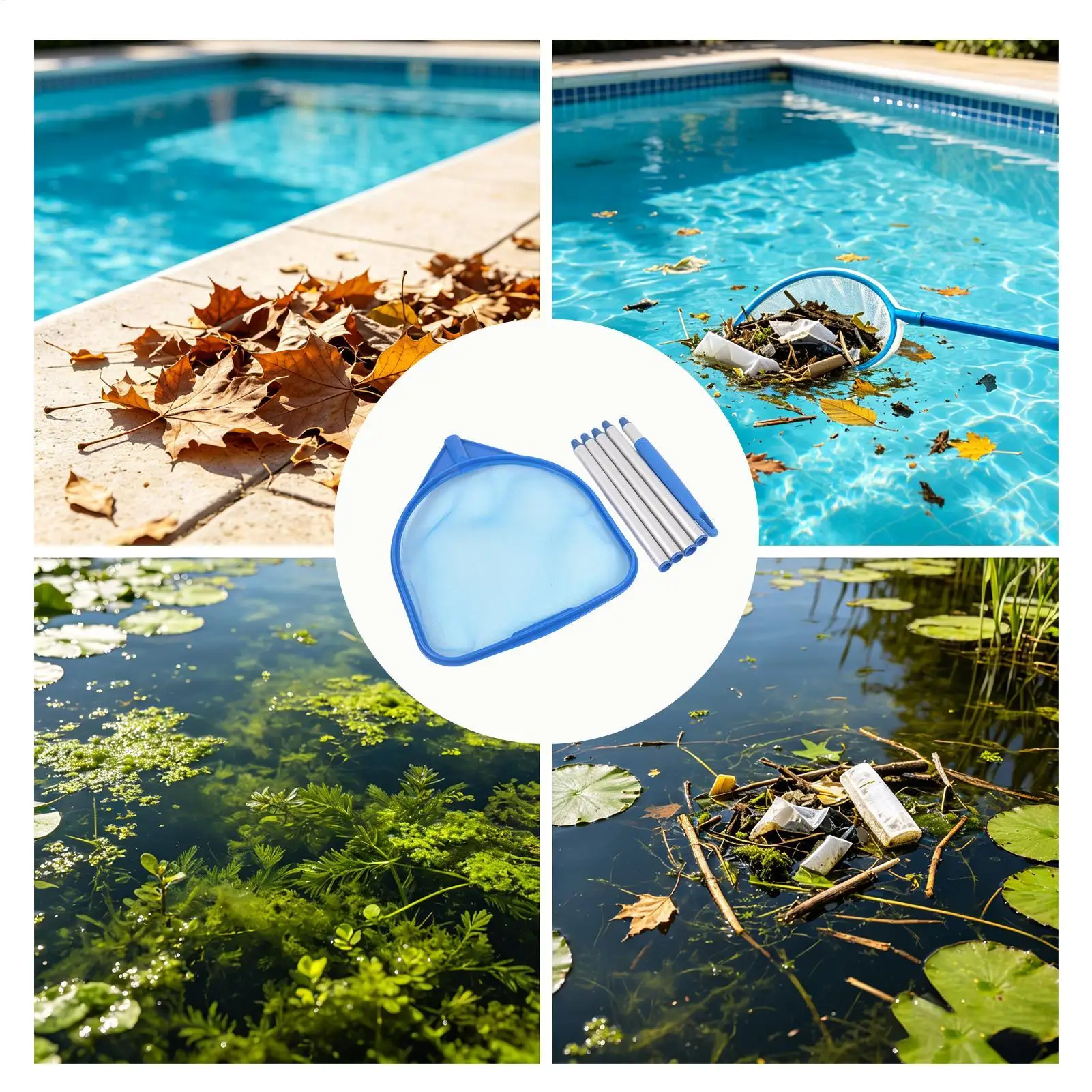 

Pool Skimmer Long Handle Filtration Mesh For Water Portable Pond Skimmer Net For Fountain Spa Swimming Tub Backyard Garden Patio