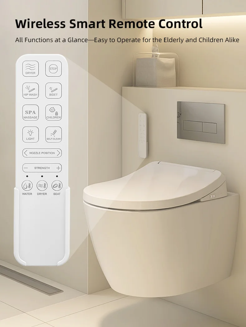 Cheap automatic slow-closing electronic heating intelligent U-shaped toilet seat with remote control function