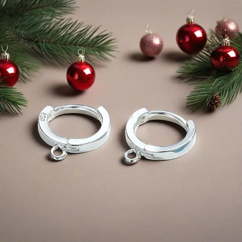 Classic 925 Sterling Silver Round Metal Hoop Earrings DIY Making Jewelry Findings For Women Girls Anniversary Party Fashion Gift