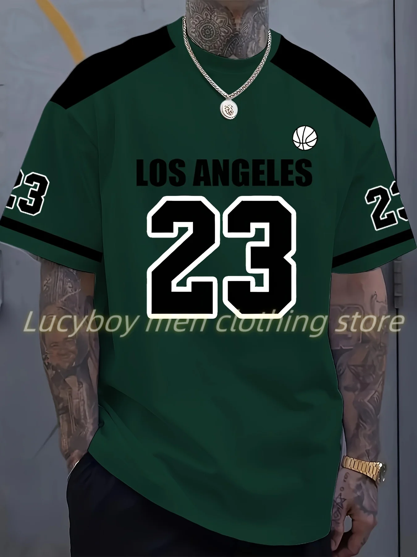 Number23 Los Angeles Print Mens T-Shirt Man Short Sleeves Sportwear Football T-Shirt Vintage Oversize 5 colors Tees Men Clothes