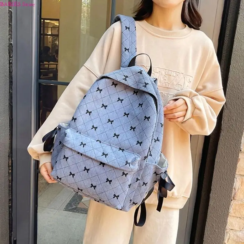 

C9GB Elegant Corduroy Backpack for University Students School Bag Casual Daypack Large Capacity for Various Occasion