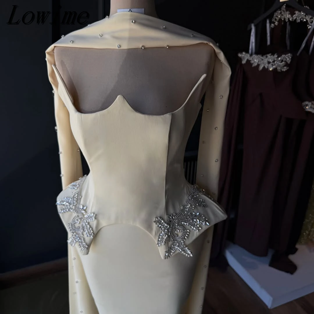 Chic Light Yellow Beading Prom Evening Dress Handmade Off-Shoulder Maxi Formal Gown for Special Occasions Customizable