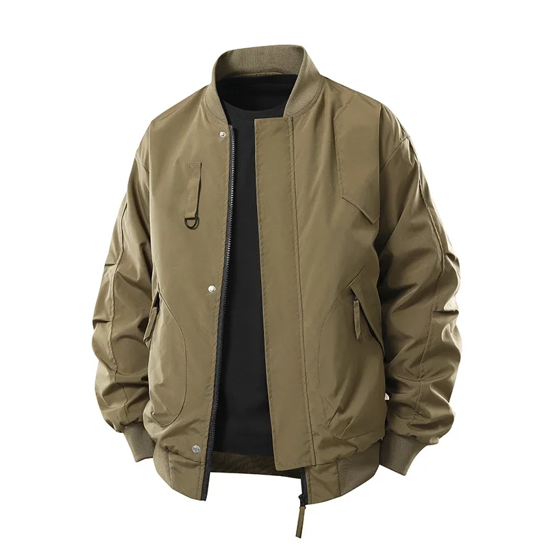 New Arrival Spring Autumn Stand Collar Loose Fit Men Jacket Fashion All Match Handsome Casual Outerwear Male Daily Outdoor Wind