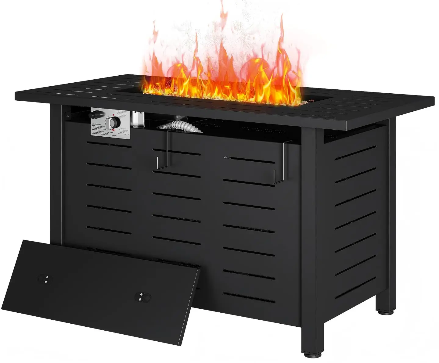 41 Inch Propane Fire Pit Table–50,000 BTU Gas Outdoor Fire Pit Table with Removable Lid & Lava Rocks, Rectangle Firepit