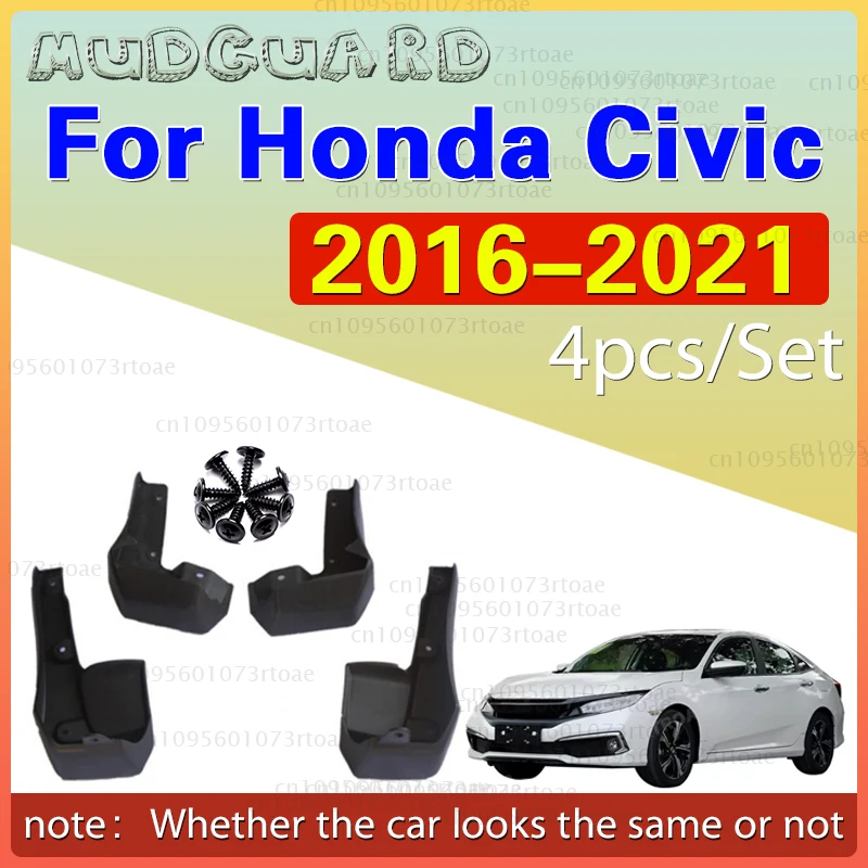 

4PCS Rear Mudguards For Honda Civic 10 2016-2021 2017 2018 Cladding Splash Mud Flaps Mud Guards Mudflap Protect Car Accessories