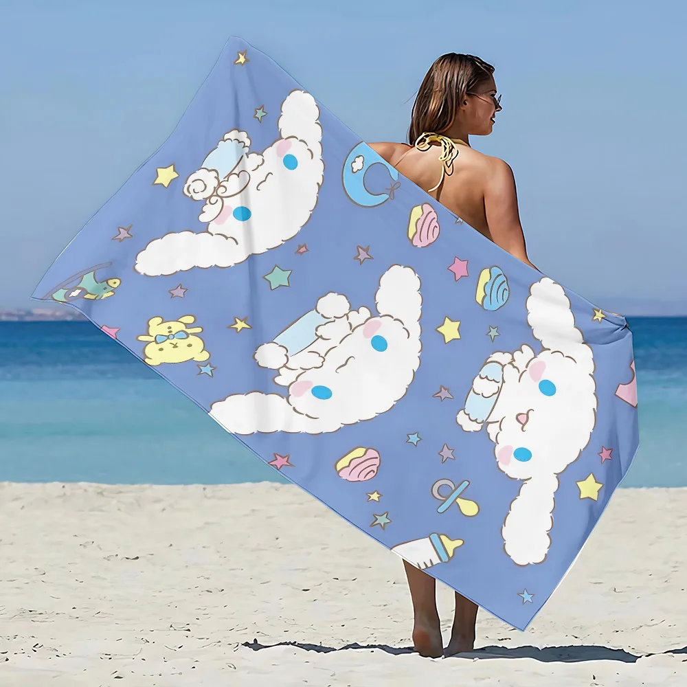 Cute Cinnamoroll Beach Towel Microfiber Sand Free Quick Dry Soft Sandproof Pool Towels Gift for Women Travel Gym Shower Camping