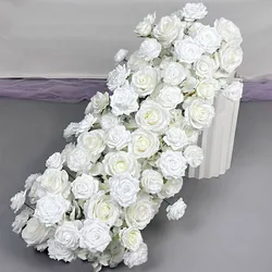 White Rose Artificial Wedding Flowers Wall Iron Arch Backdrop Decor Supplies Fake Silk Rose Row Table Centerpiece Arrange