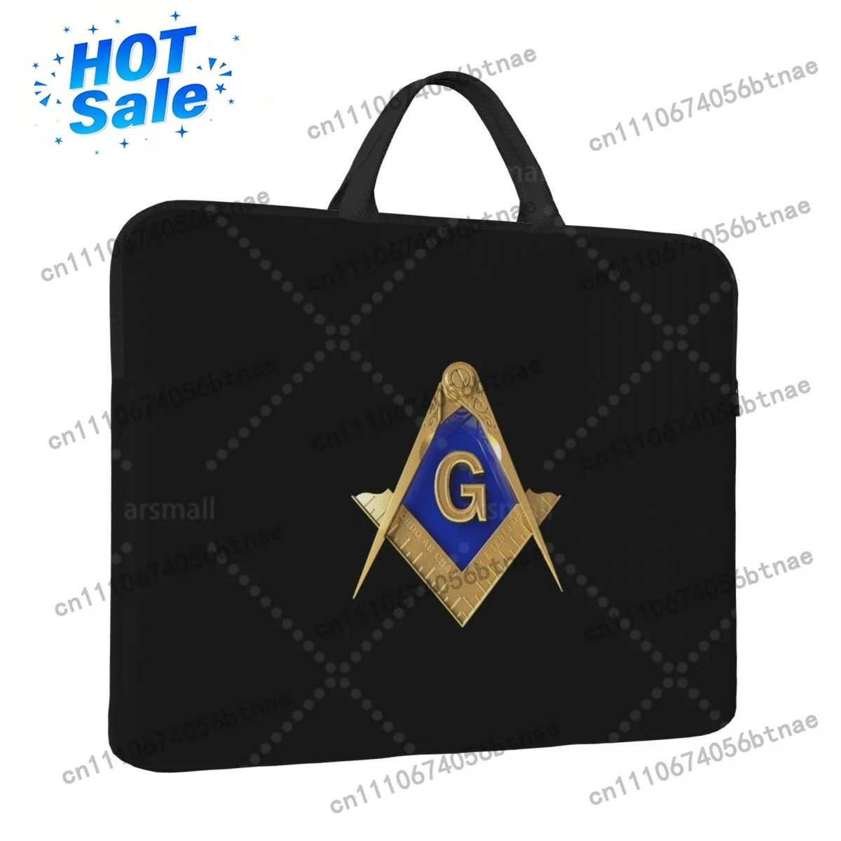 Gold Square Compass Masonic Laptop Bag Computer Bag Office Business Travel 14 Inch Water Resistant Large Laptop Case