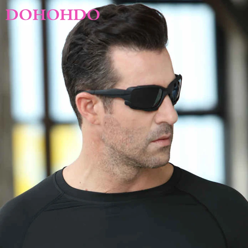 Dohohdo moda óculos de sol das mulheres dos homens polarizados óculos de sol condução espelho revestimento pontos preto masculino esporte óculos de sol uv400