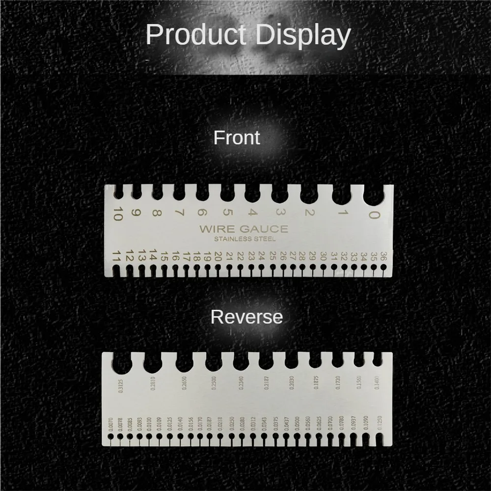1/2 قطعة مستديرة AWG SWG سلك قياس سمك حاكم قياس القطر الفولاذ المقاوم للصدأ أداة قياس #2