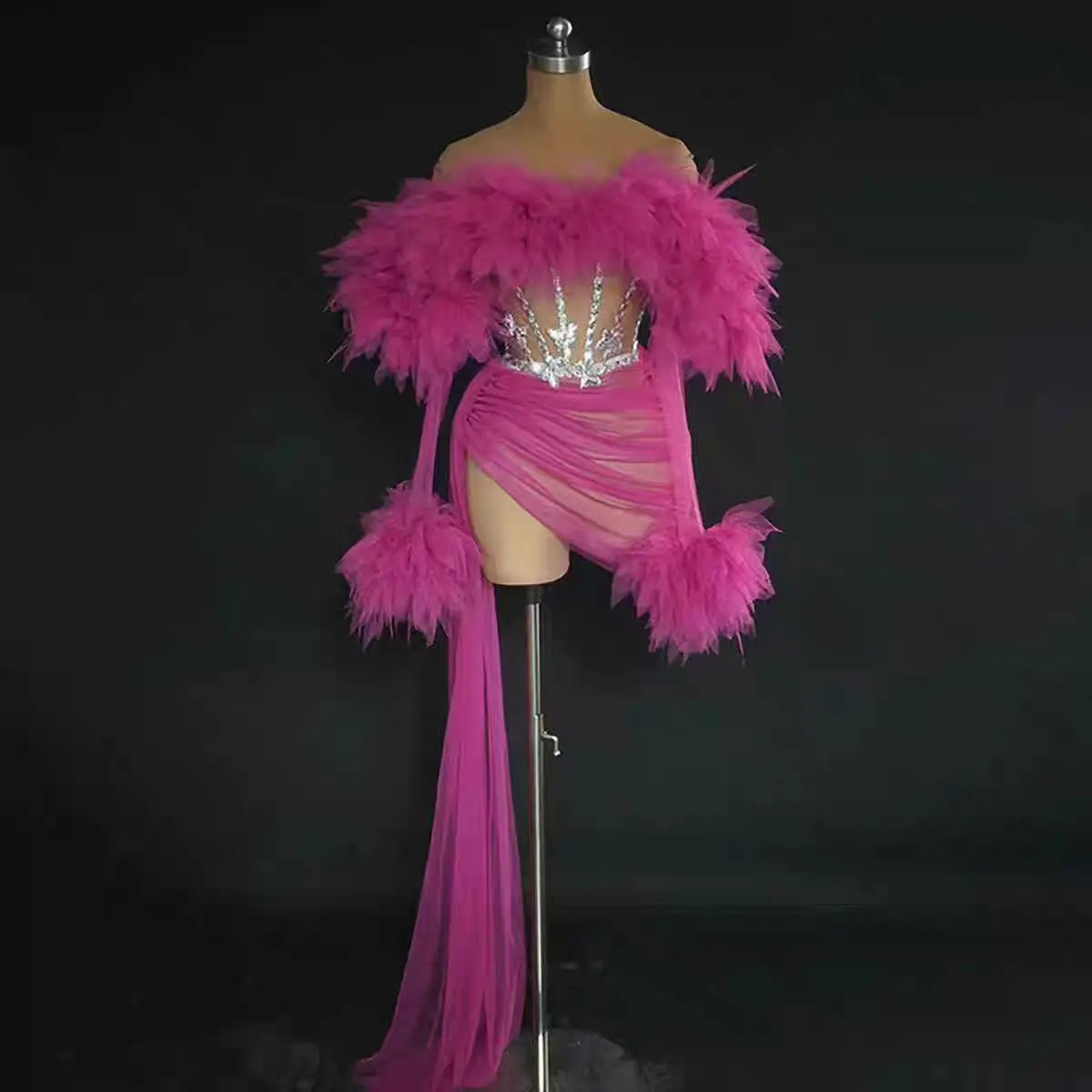 Personalisiertes dunkles Tube-Top, sexy ultrakurzer Geburtstagsparty-Prinzessinnenrock, Damen-Gruppenbühnen-Singkostüm – Detail 13