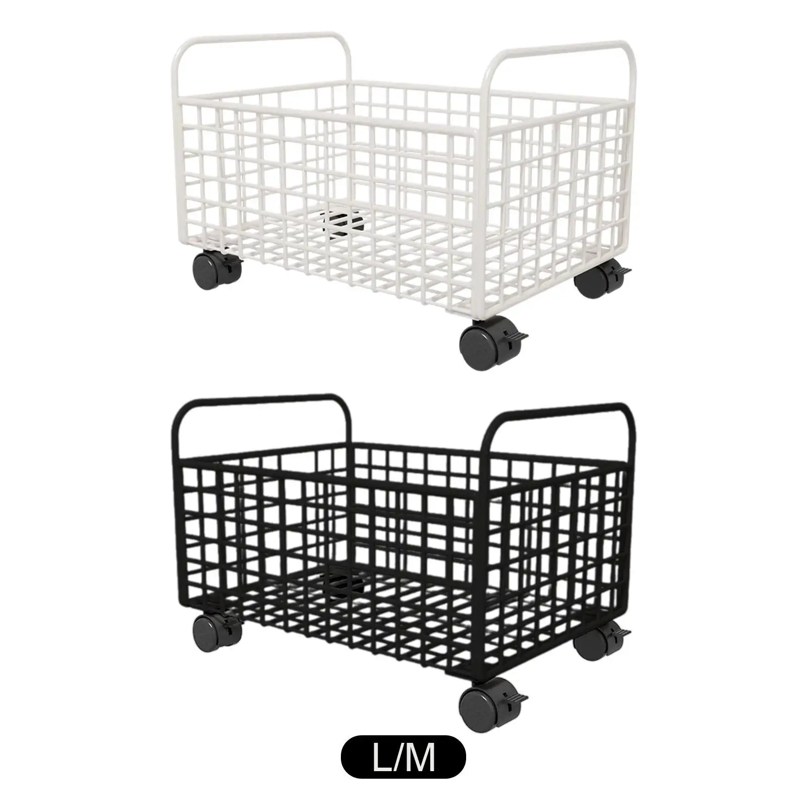 Rolling Utility Storage Basket under Desk Household Practical Metal Mesh Storage Bin for Toys Dolls Nursery Camping