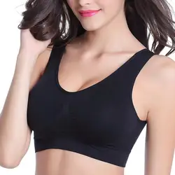 Sujetador deportivo con cuello en V para mujer, Ropa de dormir elástica sin aros, Color puro, Tops cortos deportivos de Yoga, Ropa Interior Deportiva