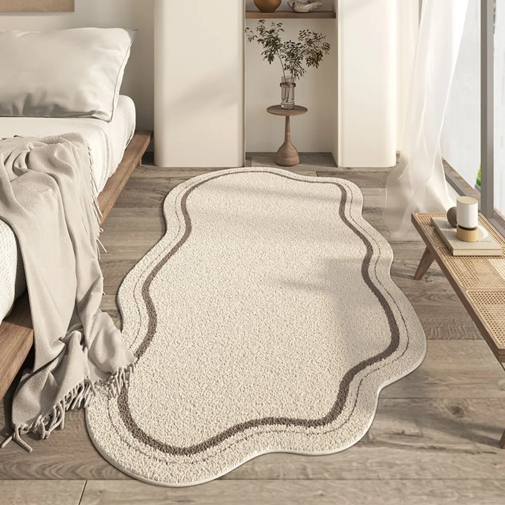 Coffee Table Pad Cream Style Bedroom Rug Minimalist Absorbent Bedside Carpet Non-Slip Soft Irregular Carpet Hotel