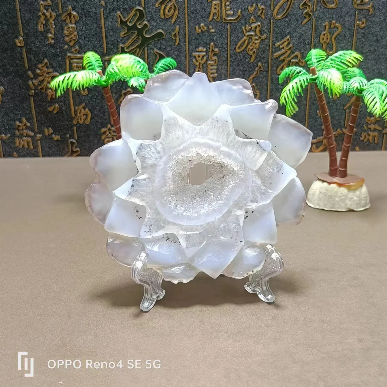 Natural Quartz Crystal, Agate Chip, Lotus Speculum, Ball Foundation, Home Decoration, Exquisite Gifts, Free Bracket