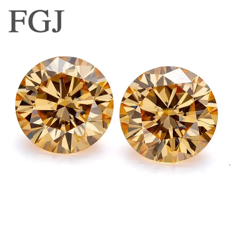 

Champagne Color Top Quality Wholesale Full Size 0.1ct-6ct Moissanite Round Loose Stone VVS1 Excellent Cut Gemstone with GRA